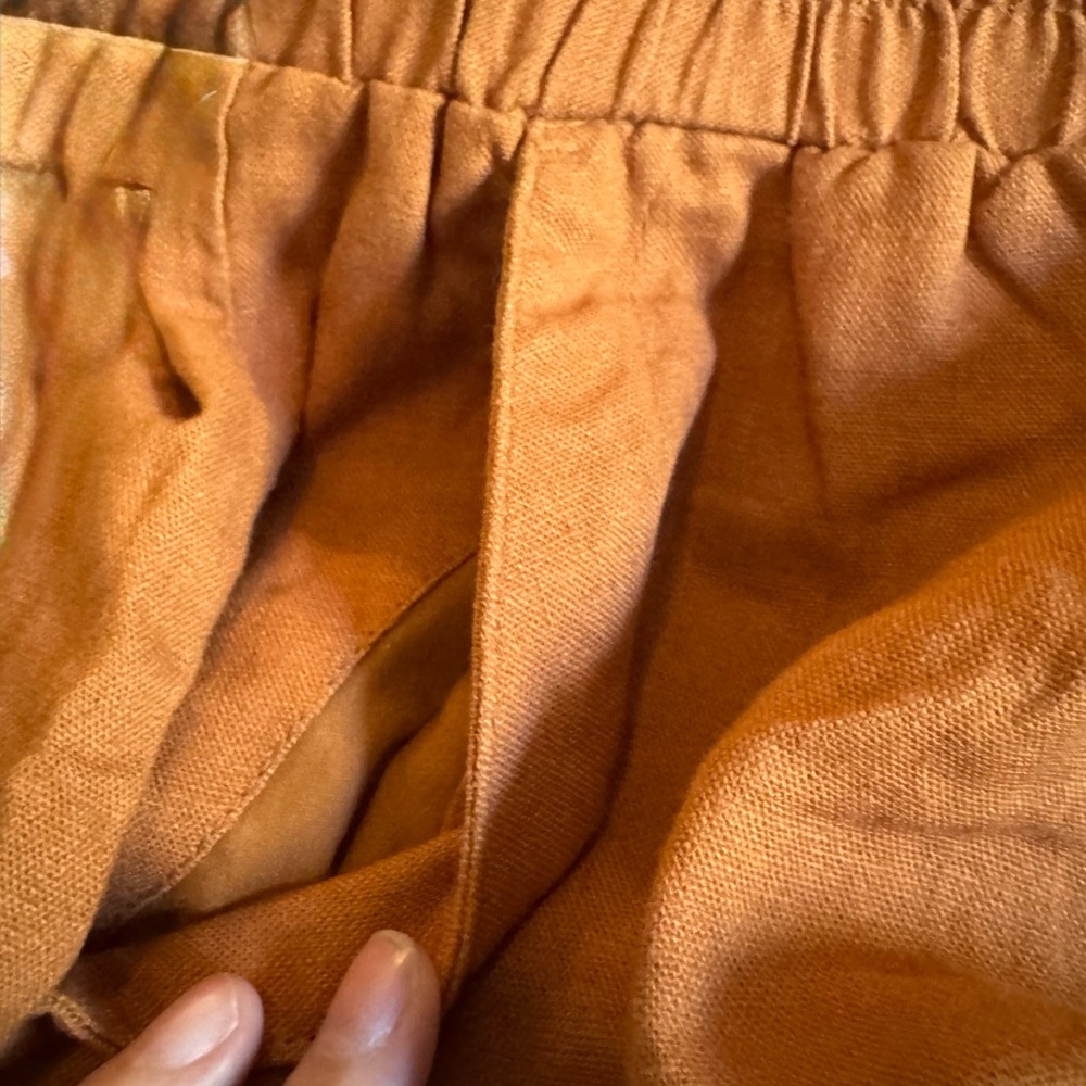 A New Day Linen Rust Orange High Waist Paperbag Shorts - Picture 5 of 6